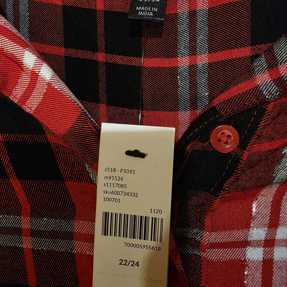 Lane Bryant Red and Black Plaid Shirt - Picture 3 of 3
